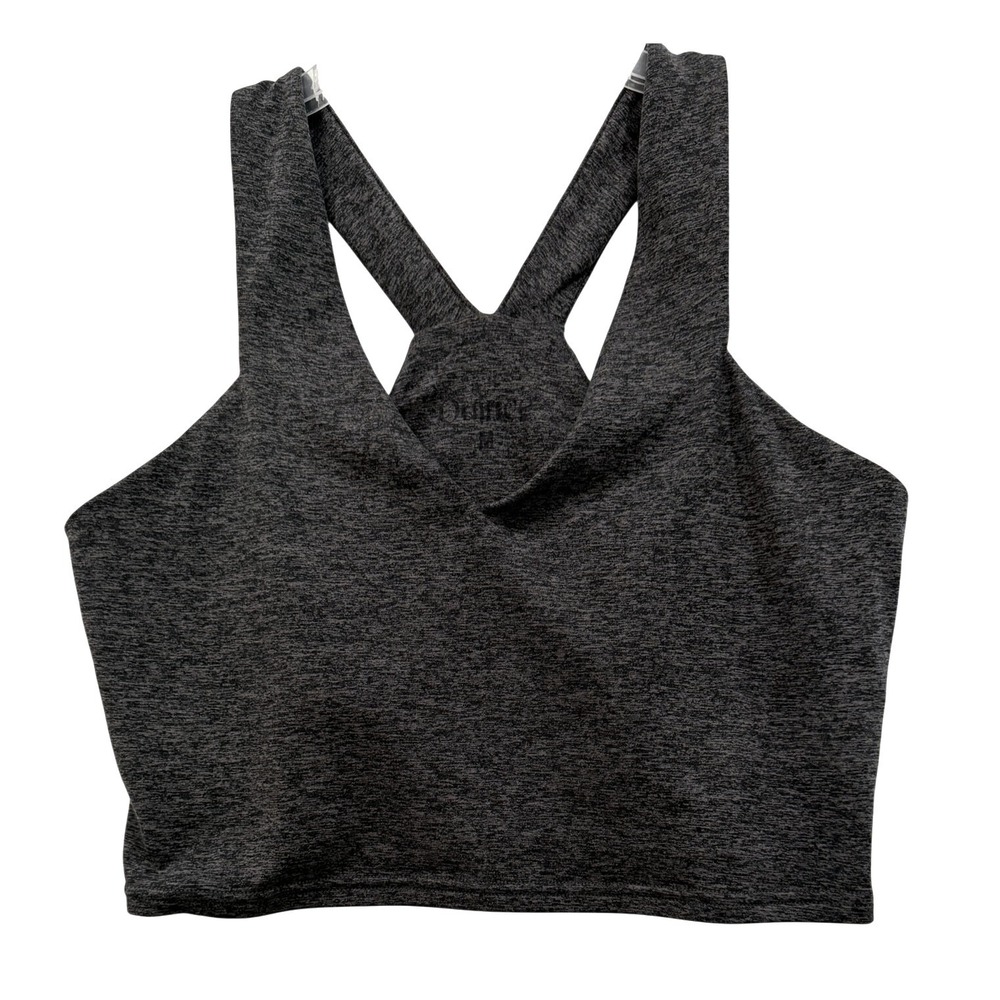Quince Womens Charcoal Heather Racerback Sports Bra Crop Top Gray SPFL01 Size M